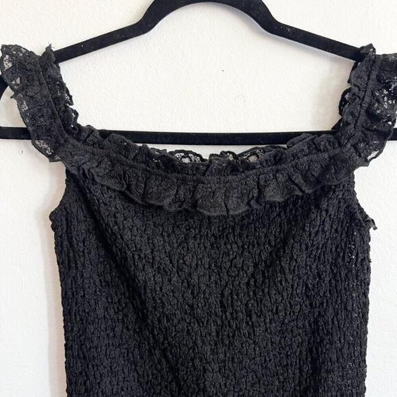 Black Lace Ruffle Hem‎ Dress, Coquette, Goth, Y2K, Romantic, Lolita, Medium - Picture 3 of 7